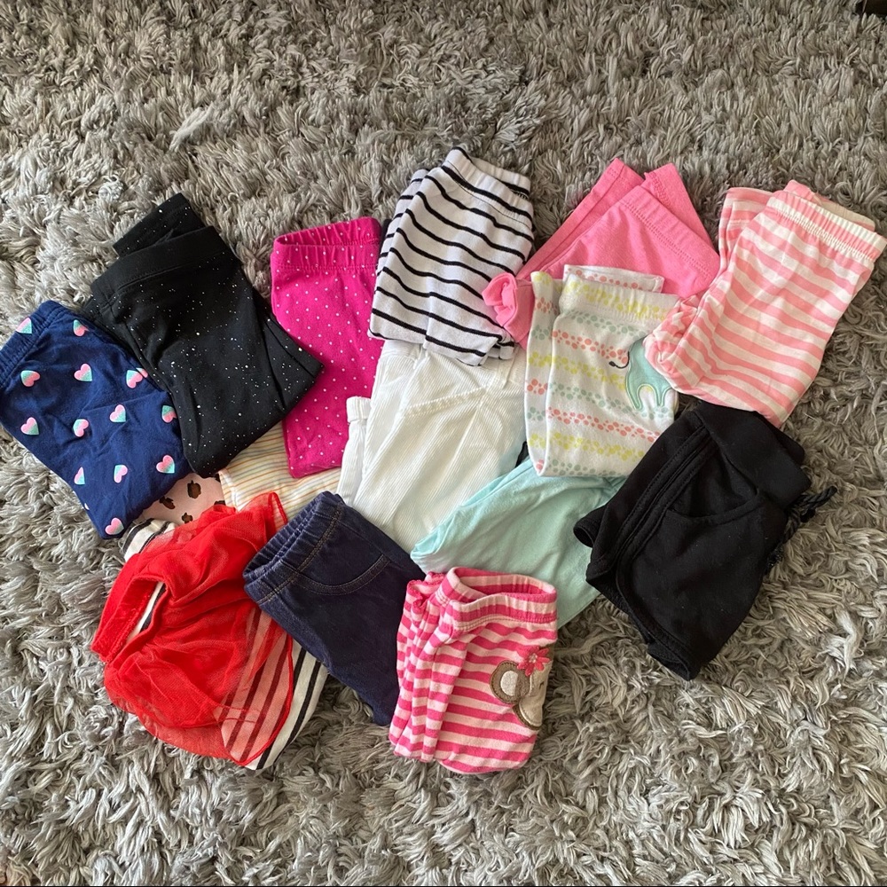 14 baby girl pants and one pair of shorts
